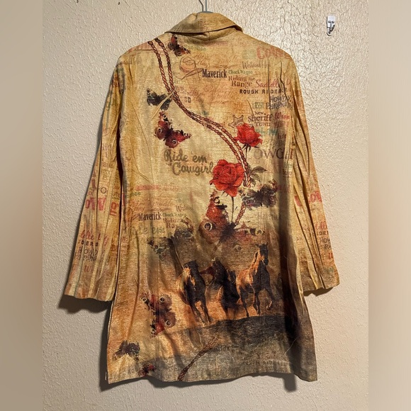 DB SPORT Jacket Size Small Longline‎ Horse Butterflies Boho Floral Vintage - Picture 2 of 9